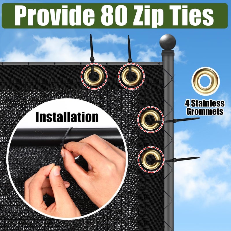 BADAO Black 5FT X 50FT Outdoor Privacy Screen Fence & Mesh Shade Net Cover, Ideal for Garden and Backyard - Enhances Privacy for Fencing & Chain Link, Perfect for Patio Privacy Wall, Slats，Freestanding - Image 3